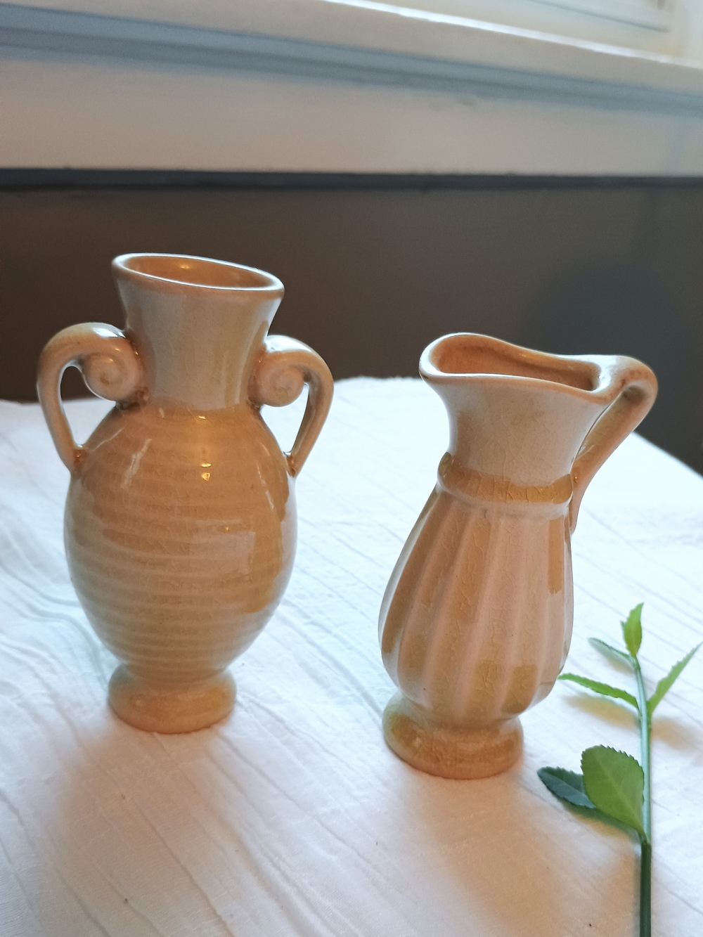 🍎 AUTUMN VIBES 🍎 x 2 Miniature Ceramic Bud Vases, Eclectic Grandpa, Coquette